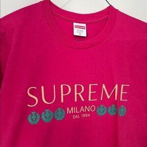 Supreme Milano Tee in the pink colorway
